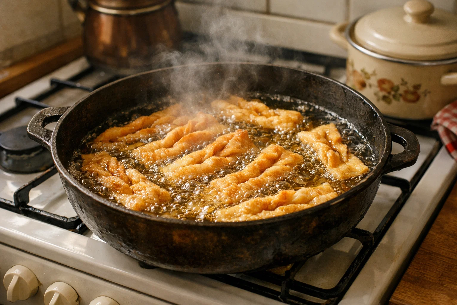 Хворост с коньяком: простой рецепт на сковороде