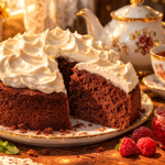 Шоколадный пирог со взбитыми сливками на скорую руку