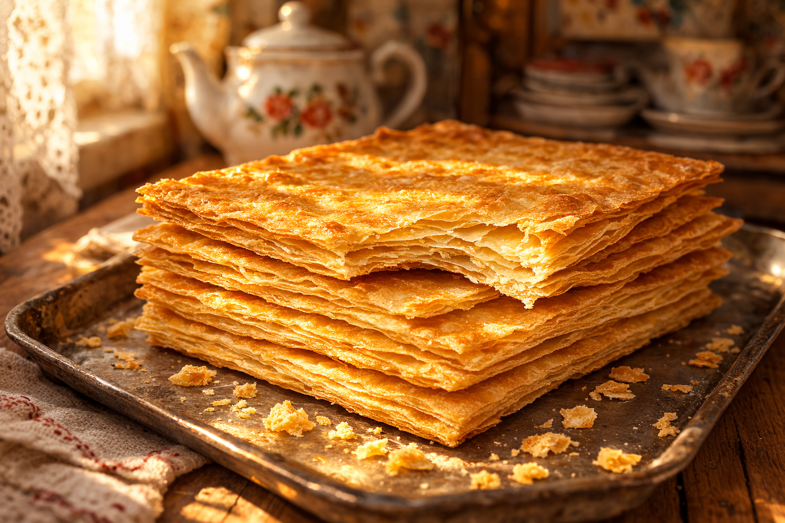 Выпекание коржей для пирожного Наполеон