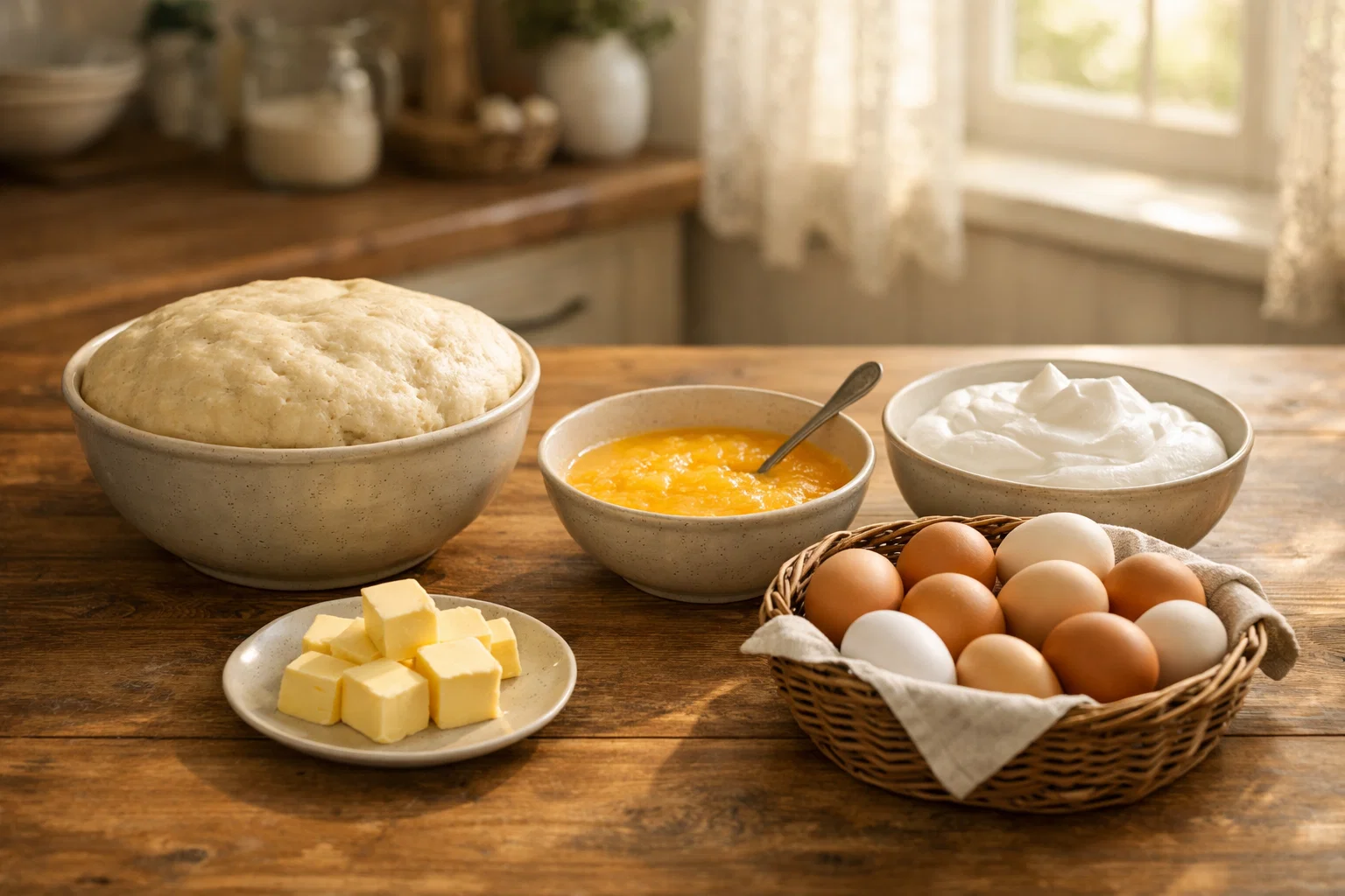 Тесто для пасхального кулича после добавления муки