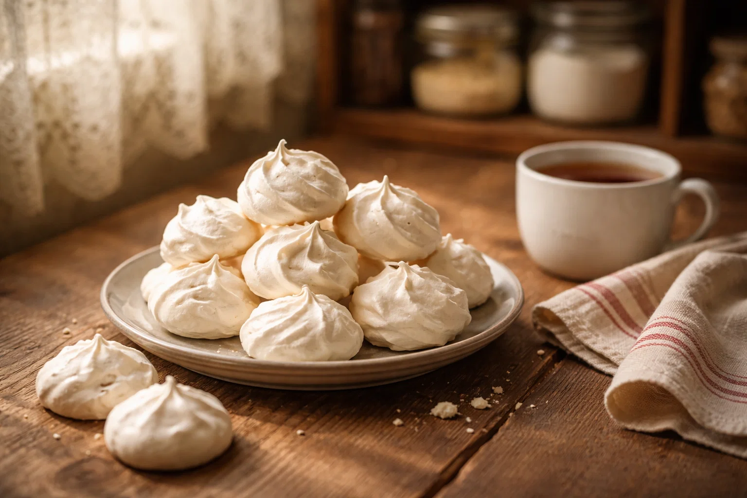 Готовые домашние безе на тарелке