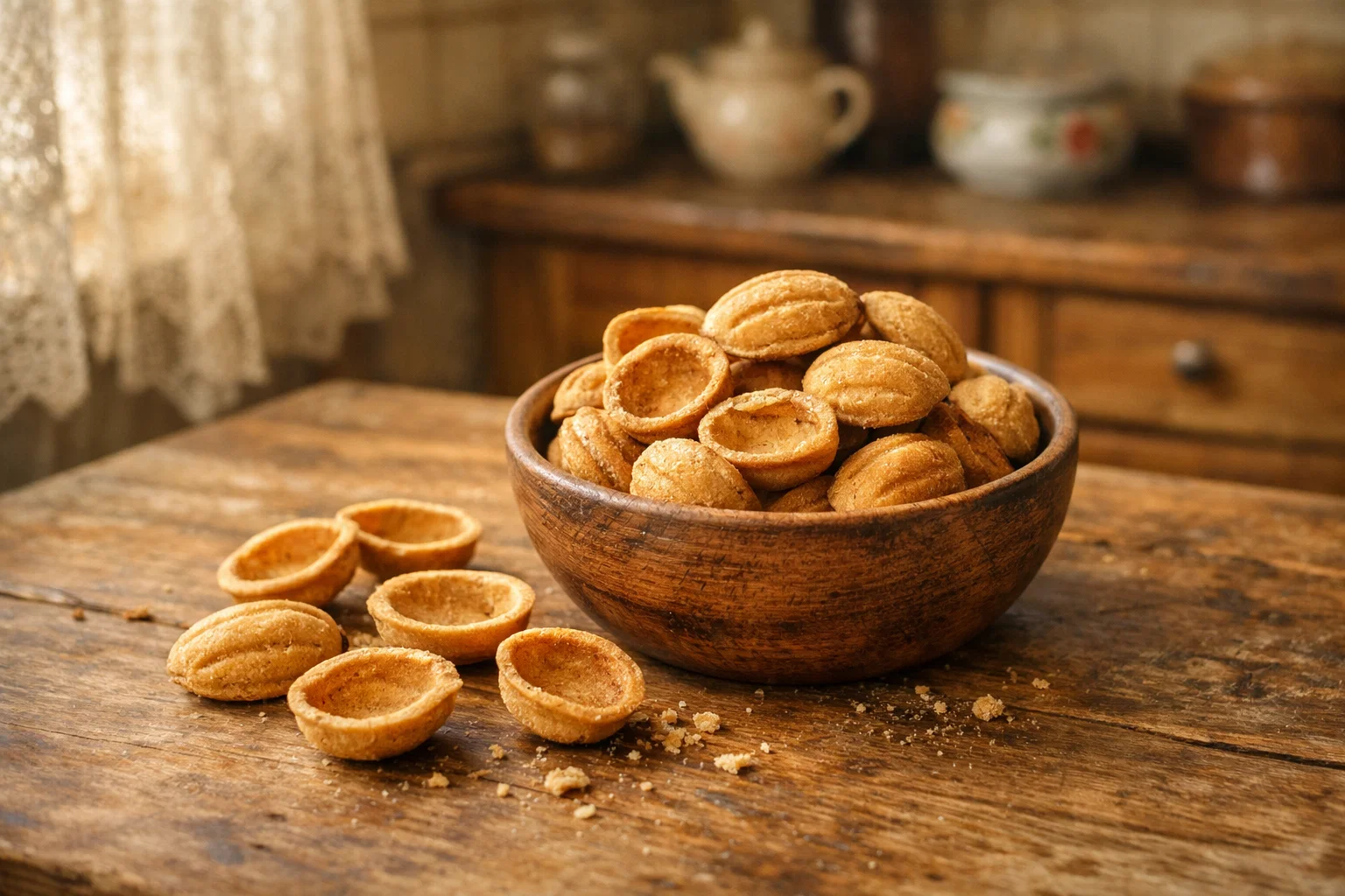 половинки печенья орешки из песочного теста