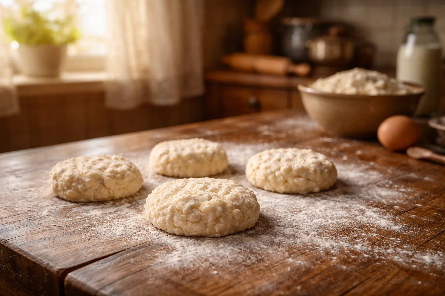 Сырники перед жаркой на столе