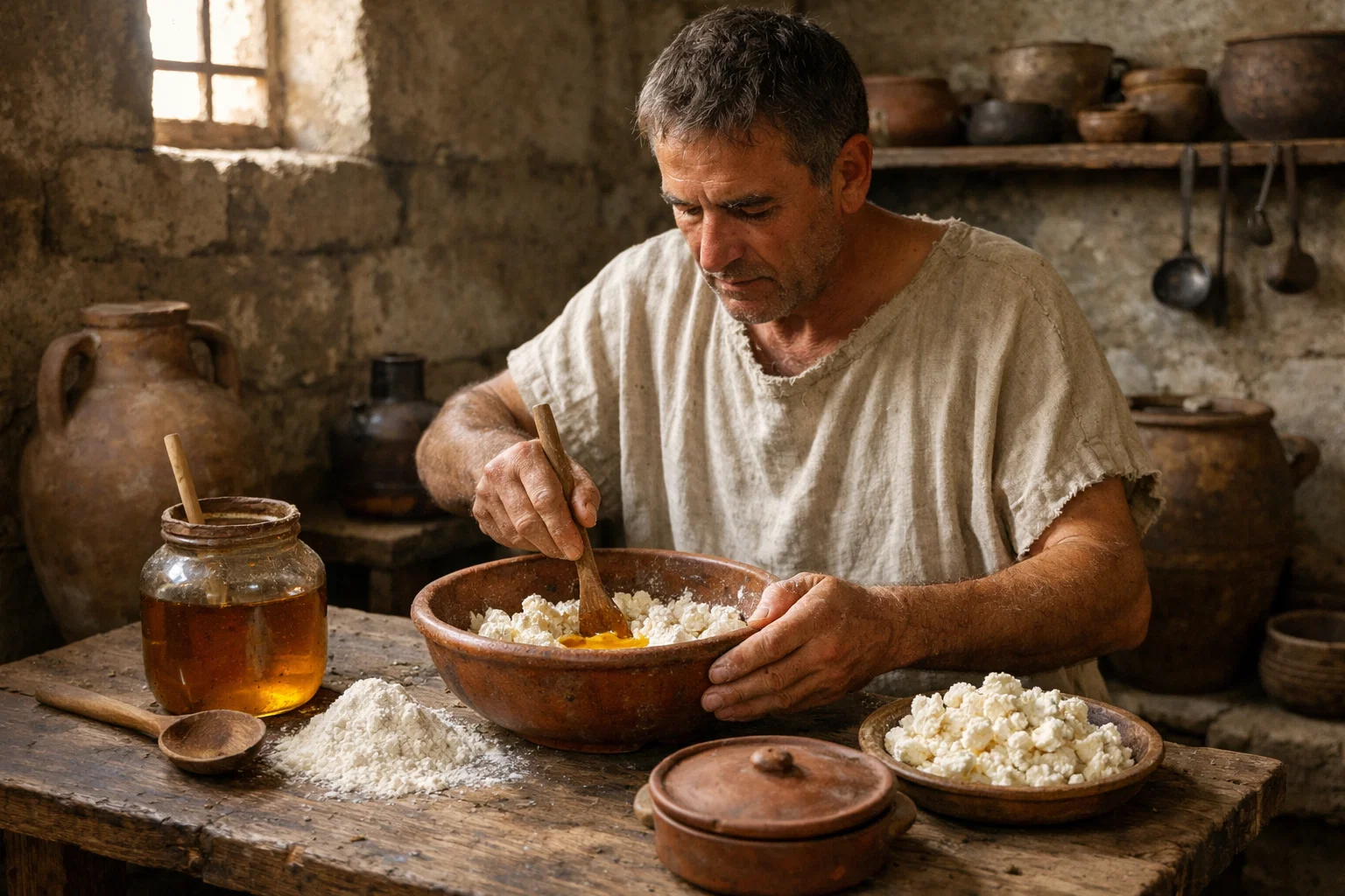 древнеримский десерт savillum приготовление сыра меда и муки