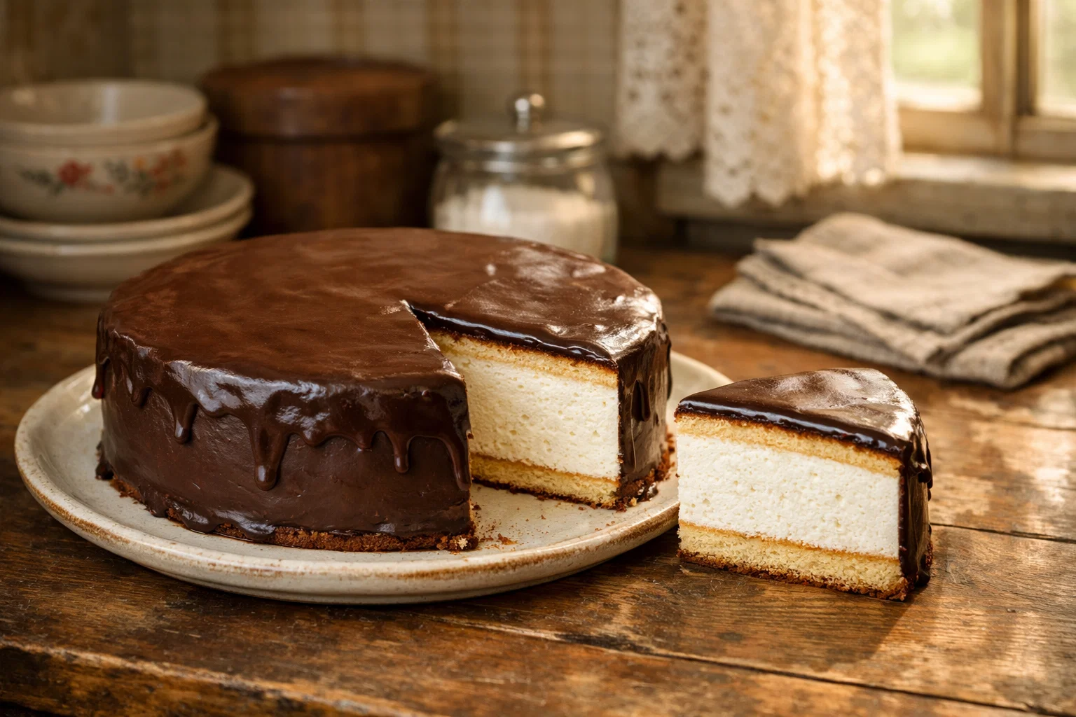 Торт Птичье молоко в разрезе — нежное суфле и шоколадная глазурь