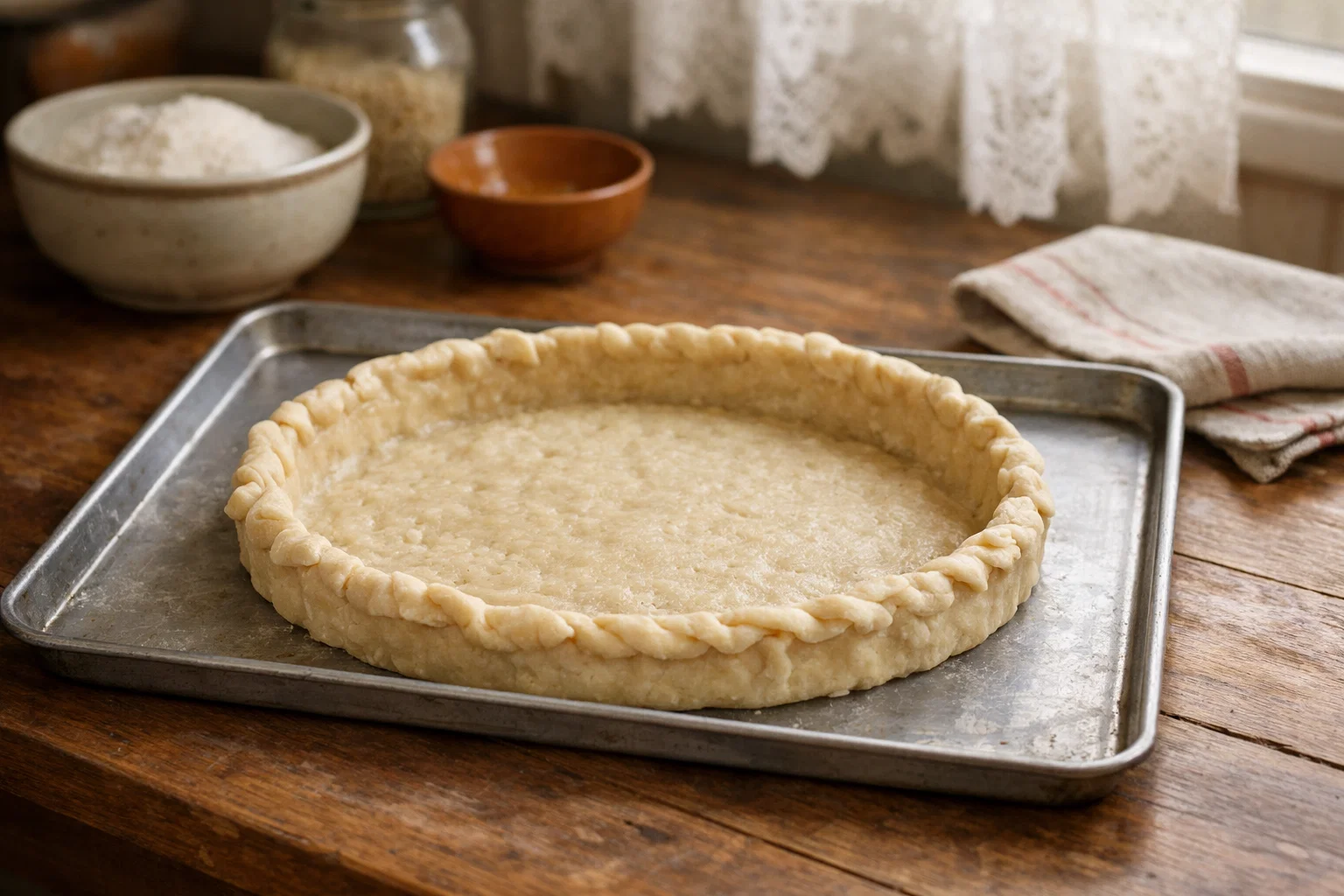 Песочный пирог перед выпечкой в духовке