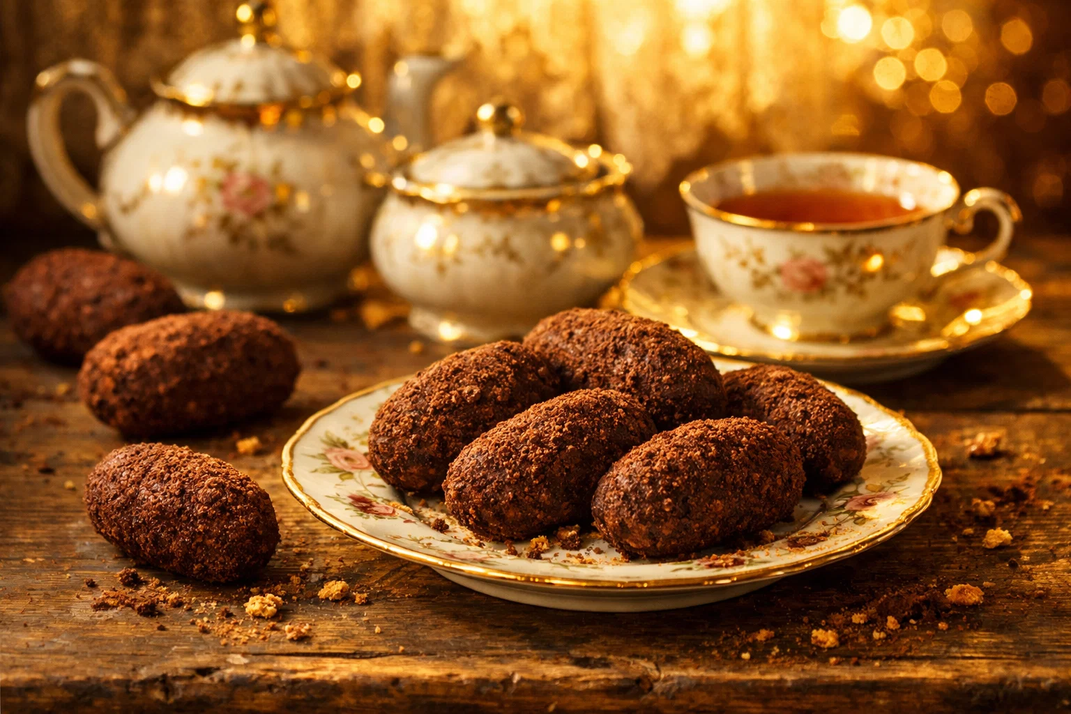 Пирожные «Картошка» из крошки печенья перед охлаждением