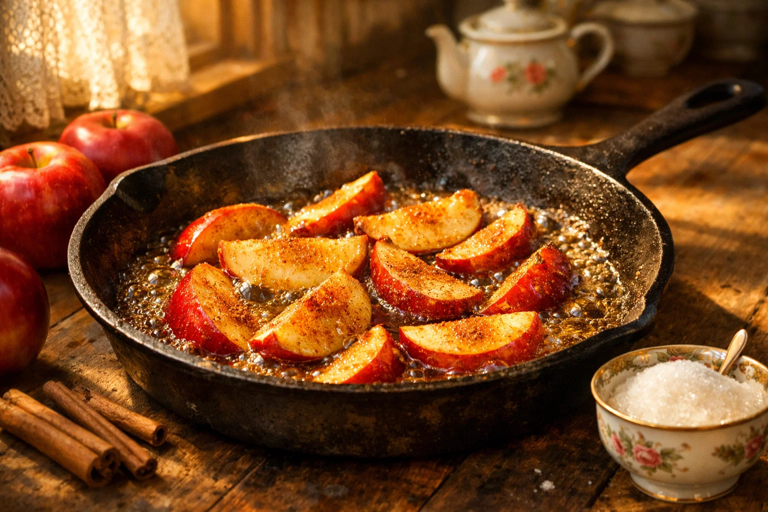 Карамелизация яблок для шарлотки на сливочном масле