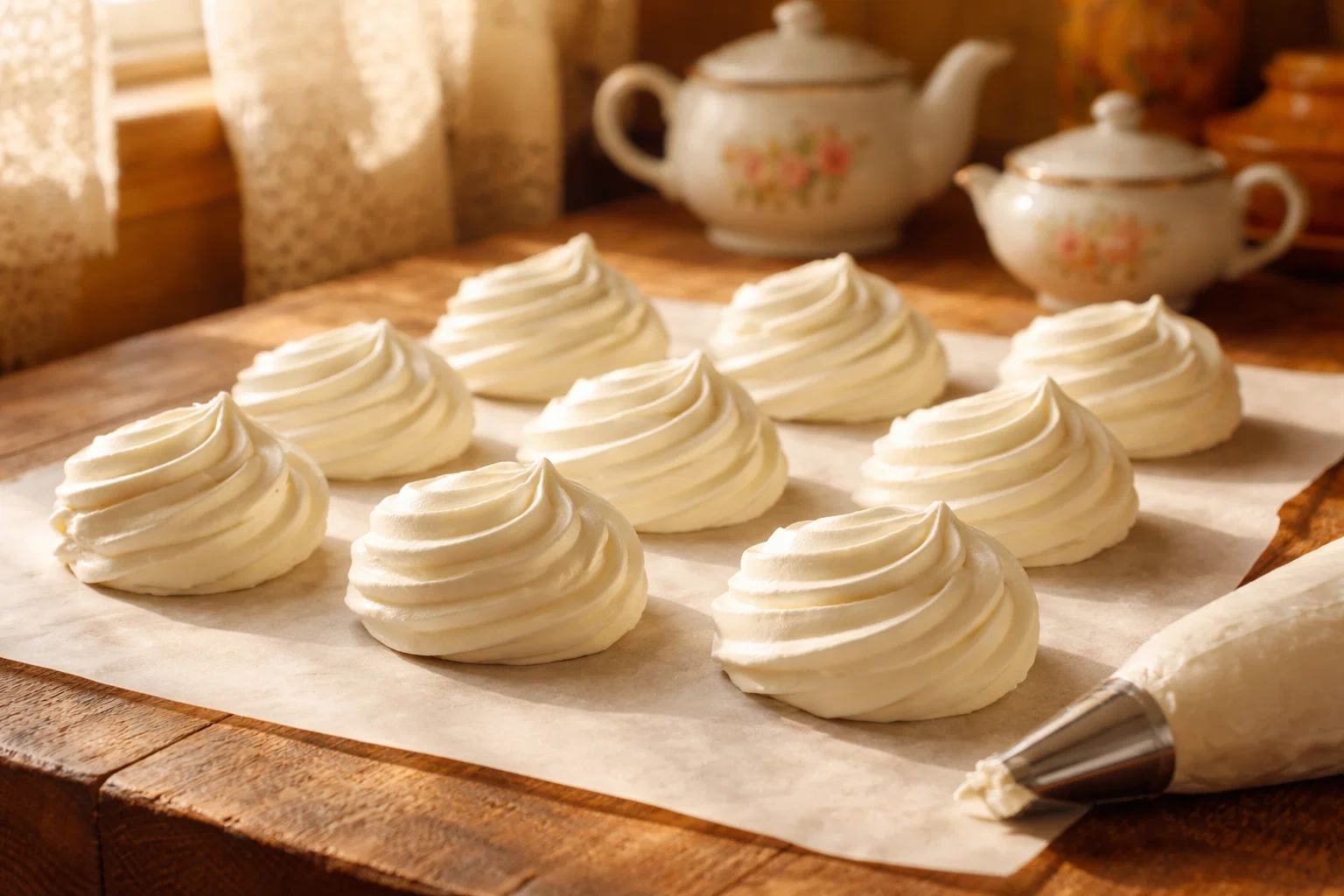 Половинки яблочного зефира после отсадки на пергаменте